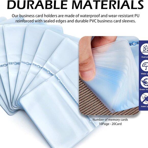 Plastic Wallet Insert Credit Card Holder Transparent 10 page 20 slots, 2 Pack - Picture 3 of 8
